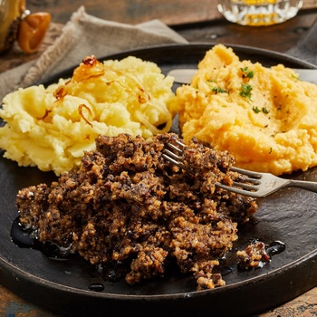 Haggis med kartoffel- og kålrabimos