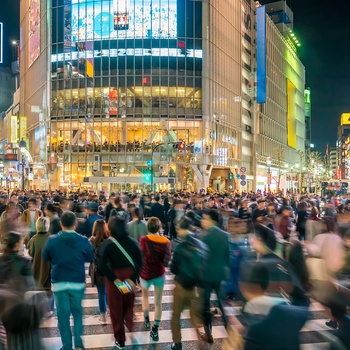 Fodgængerovergangen Shibuya Crossing i Tokyo, Japan