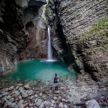 Vandfaldet Kozjak Falls i Slovenien