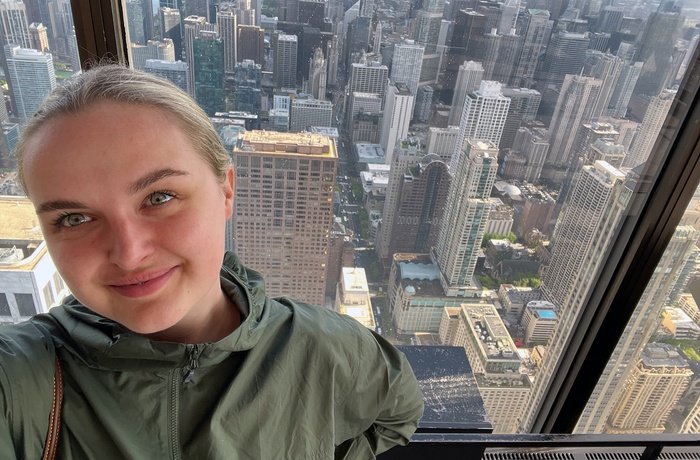 Kristine B på toppen af Chicago, 360Chicago - rejsespecialist Lyngby
