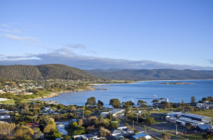 Kystbyen Bicheno på Tasmanien