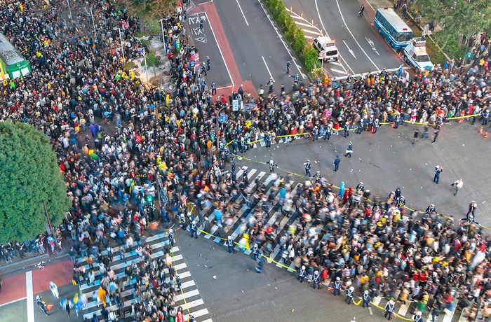 Fodgængerovergangen Shibuya Crossing i Tokyo, Japan