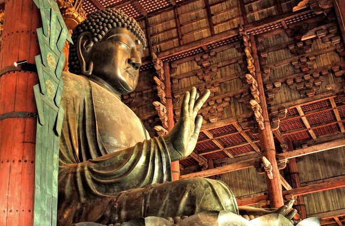  Den store buddha i Todai-ji Temple i Nara, Japan