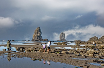 Canon Beach ved lavvande, Oregon