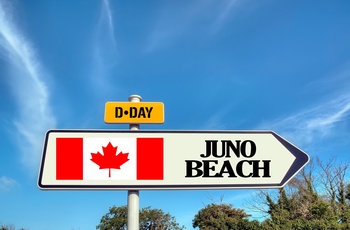 Frankrig, Normandiet, Juno Beach - vejskilt til Juno Beach