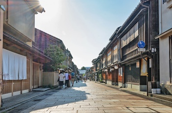 Higashi Chaya distriktet med traditionelle te-huse i Kanazawa, Japan