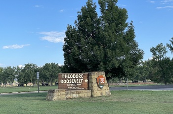 Indgang til Theodore Roosevelt National Park i Medora, ND