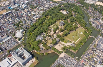 Matsue slot set fra en drone - det sydlige Japan