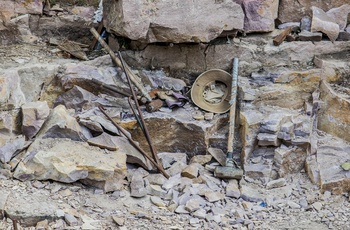 Værktøj og udgravning i Pipestone National Monument i Minnesota