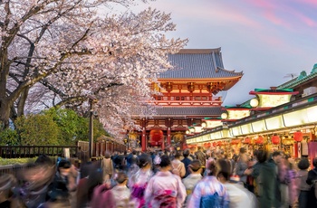 Lokale og turister på vej mod Senso-ji templet i Tokyo, Japan