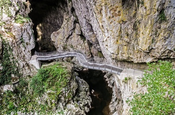 Gangbro til Skocjan-grotten i Slovenien