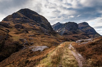 Skotland - bjergtoppene de tre søstre i Glen Coe set fra general Wades gamle military road