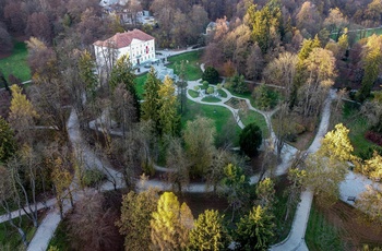 Dronebillede af Tivoli Park i Ljubljana, Slovenien