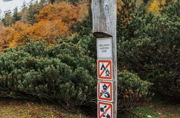 Skiltning i Triglav National Park, Slovenien