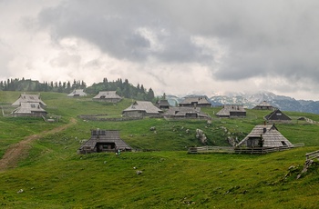 Hyrdeboliger i Velika planina - det store græsningsplateau i Slovenien